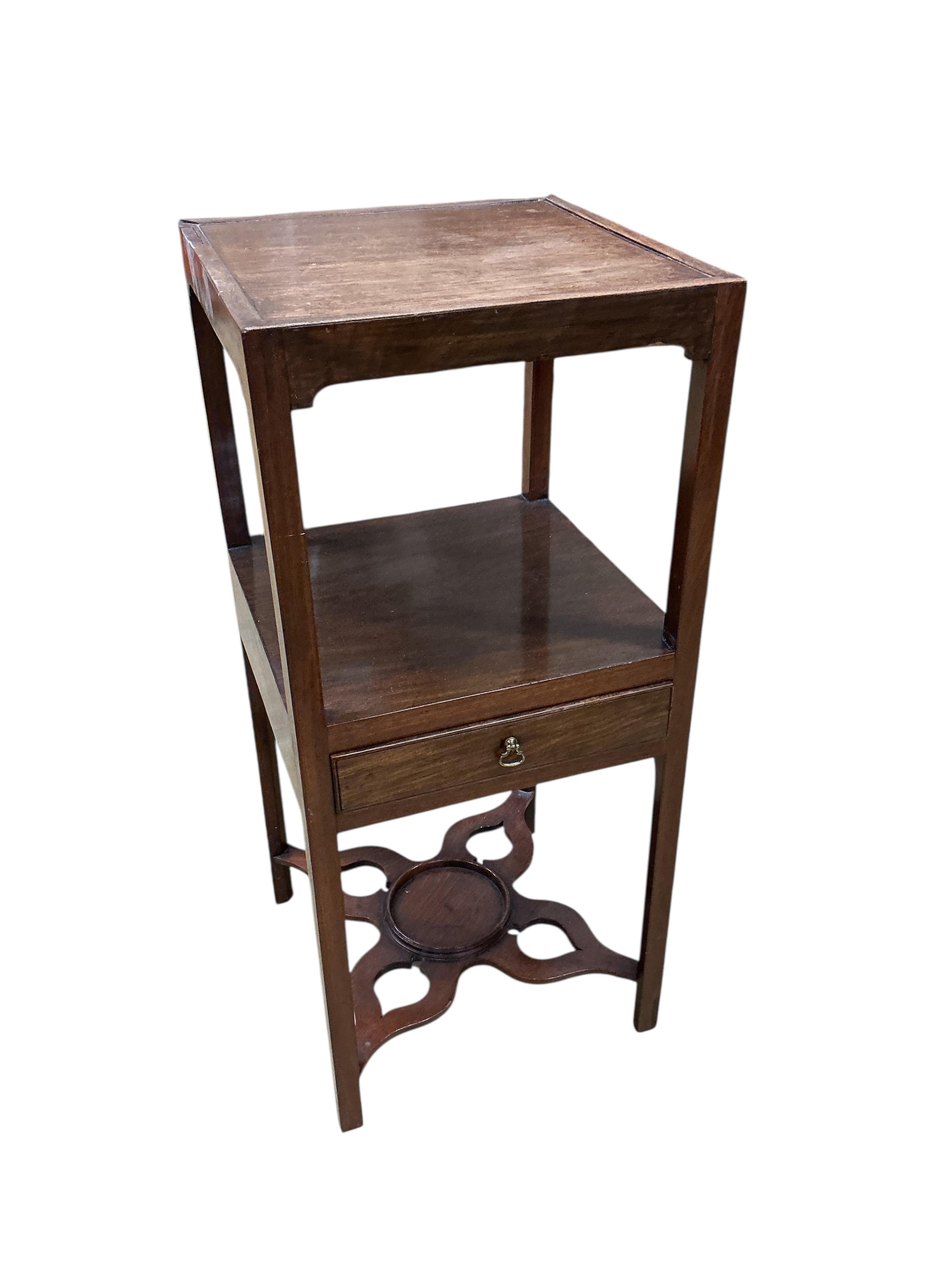 Two George III mahogany wash stands, larger width 33cm, depth 33cm, height 77cm